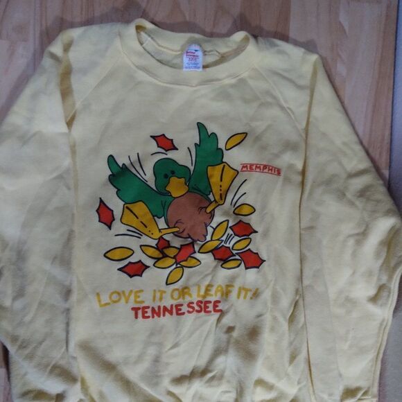 Vintage Mallard Duck Love It Or Leaf It Memphis Tennessee Autumn Crewneck - Picture 1 of 7